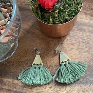 Fossil goal and green fringe earrings